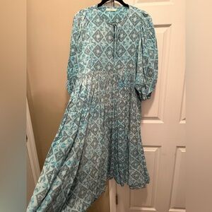 Dolma blockprint Light Blue Patterned Midi Dress